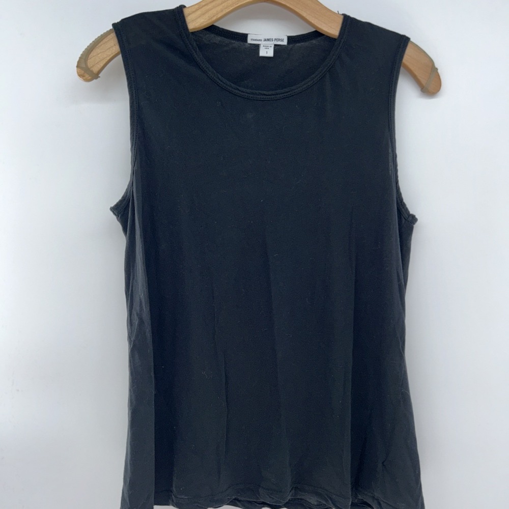 James Perse Tank Top 1 / US Small Womens Black Muscle Shirt Sleeveless